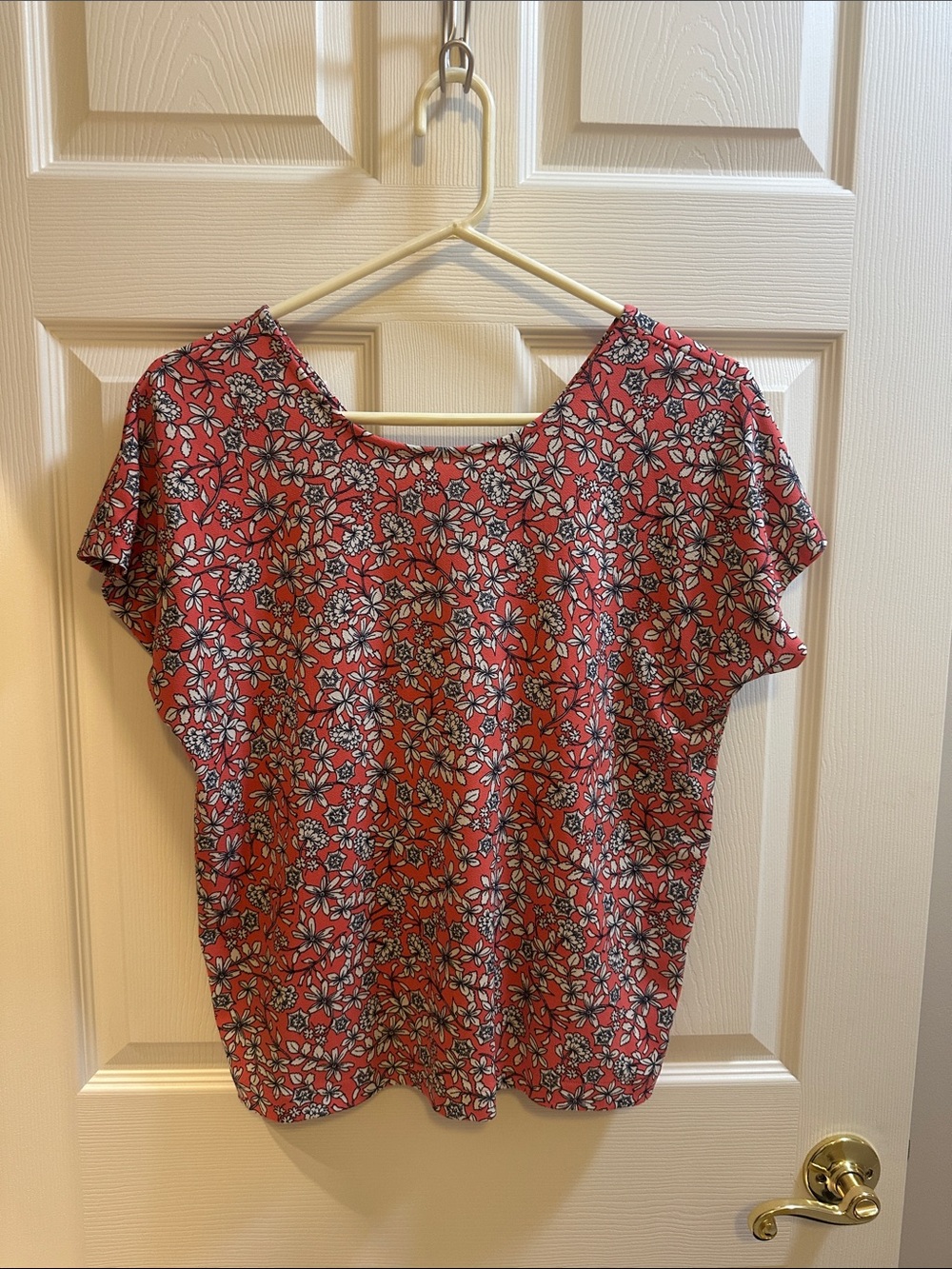 Banana Republic Coral Floral Short-Sleeve Blouse